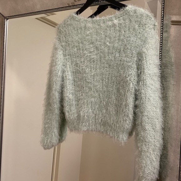 Boxy Mint Fuzzy Sweater - Picture 2 of 6
